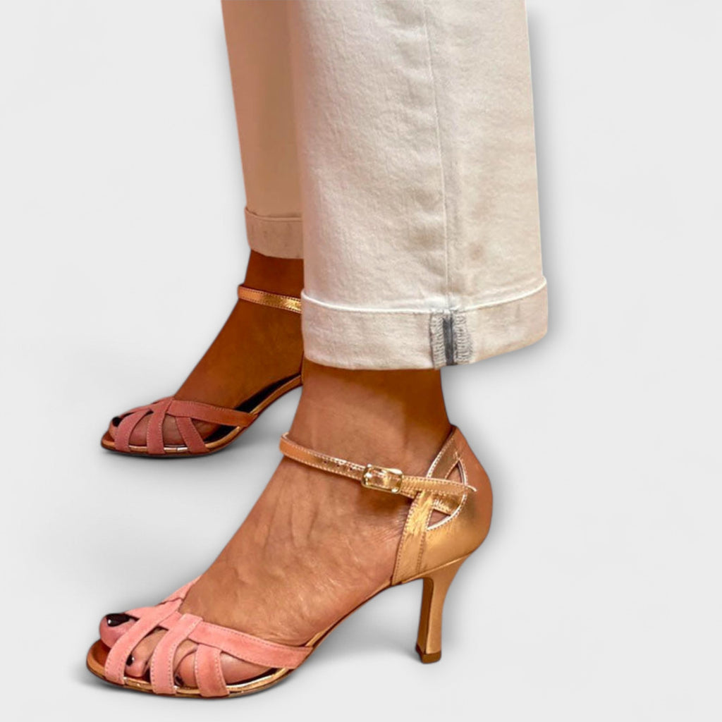 Pumps Damen Wildleder-Optik Rosa Gold Absatz Elegant – Calista