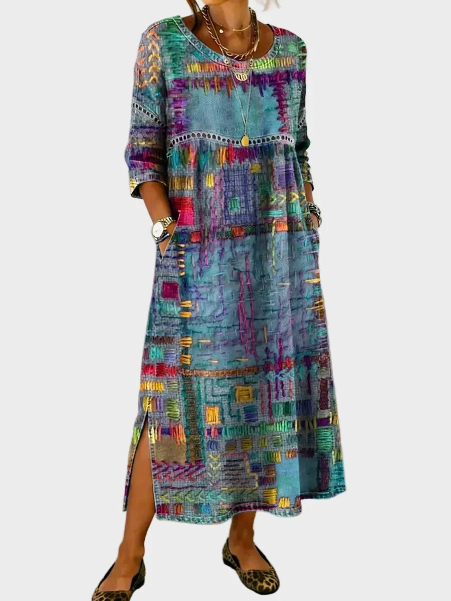 Inaya - Jeanskleid mit Ethno-Patchwork