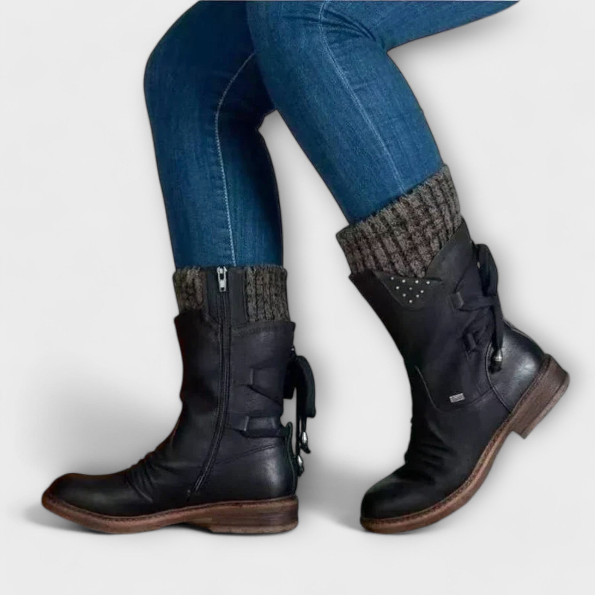 Winterstiefel Damen Orthopädisch Warm Gefüttert Grau Blau Schwarz