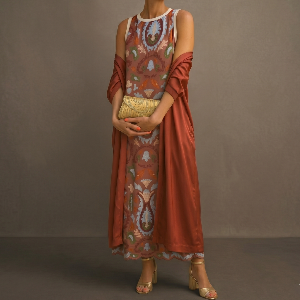 Daniela - Langes Kleid mit passender Weste