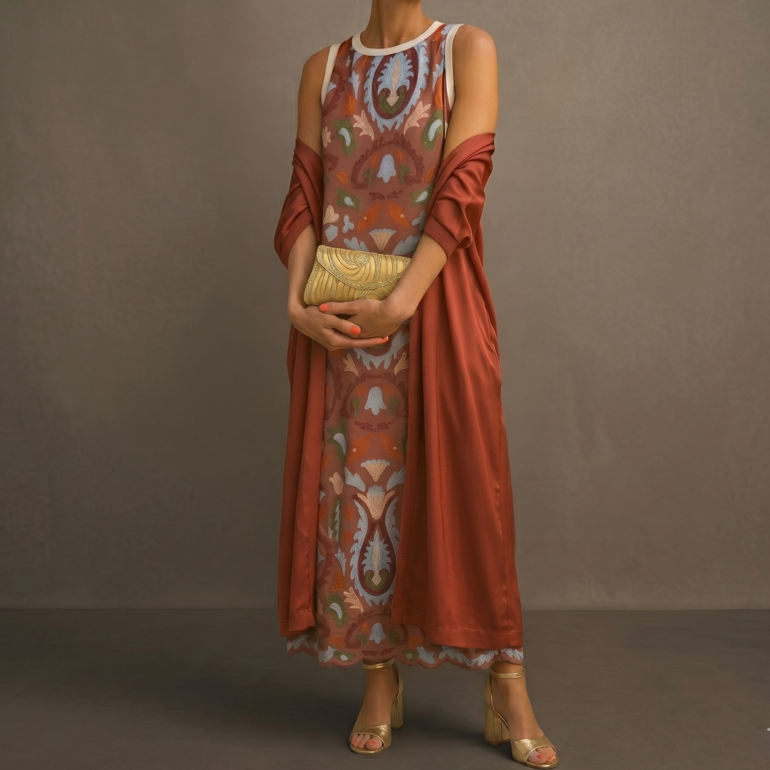 Daniela - Langes Kleid mit passender Weste