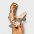 Molly - Metallic-Glanz Hohl-Sandale mit eckiger Zehenpartie