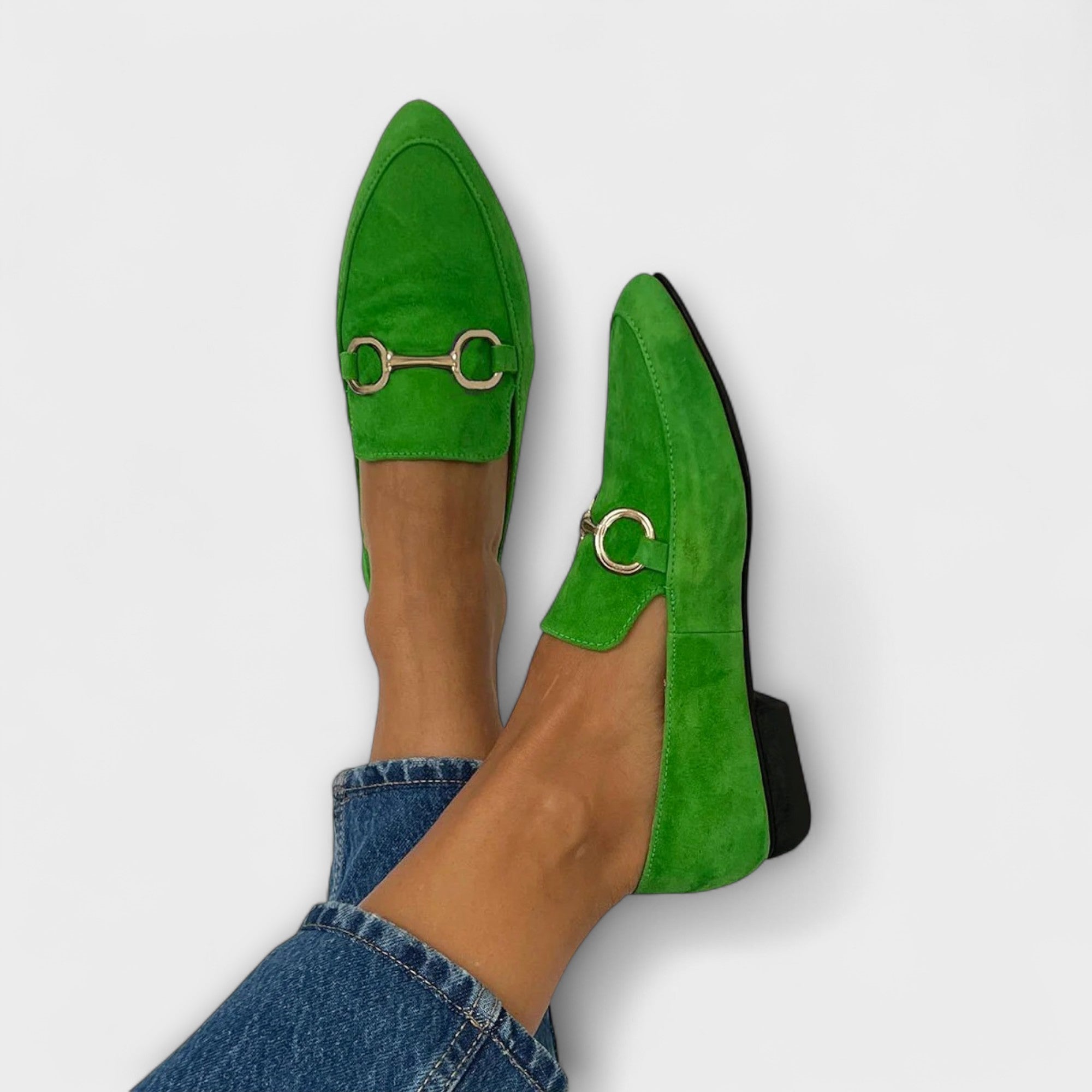 Ballerinas Damen Spitz Zulaufend Zum Hineinschlüpfen Grün Lila – Kaia