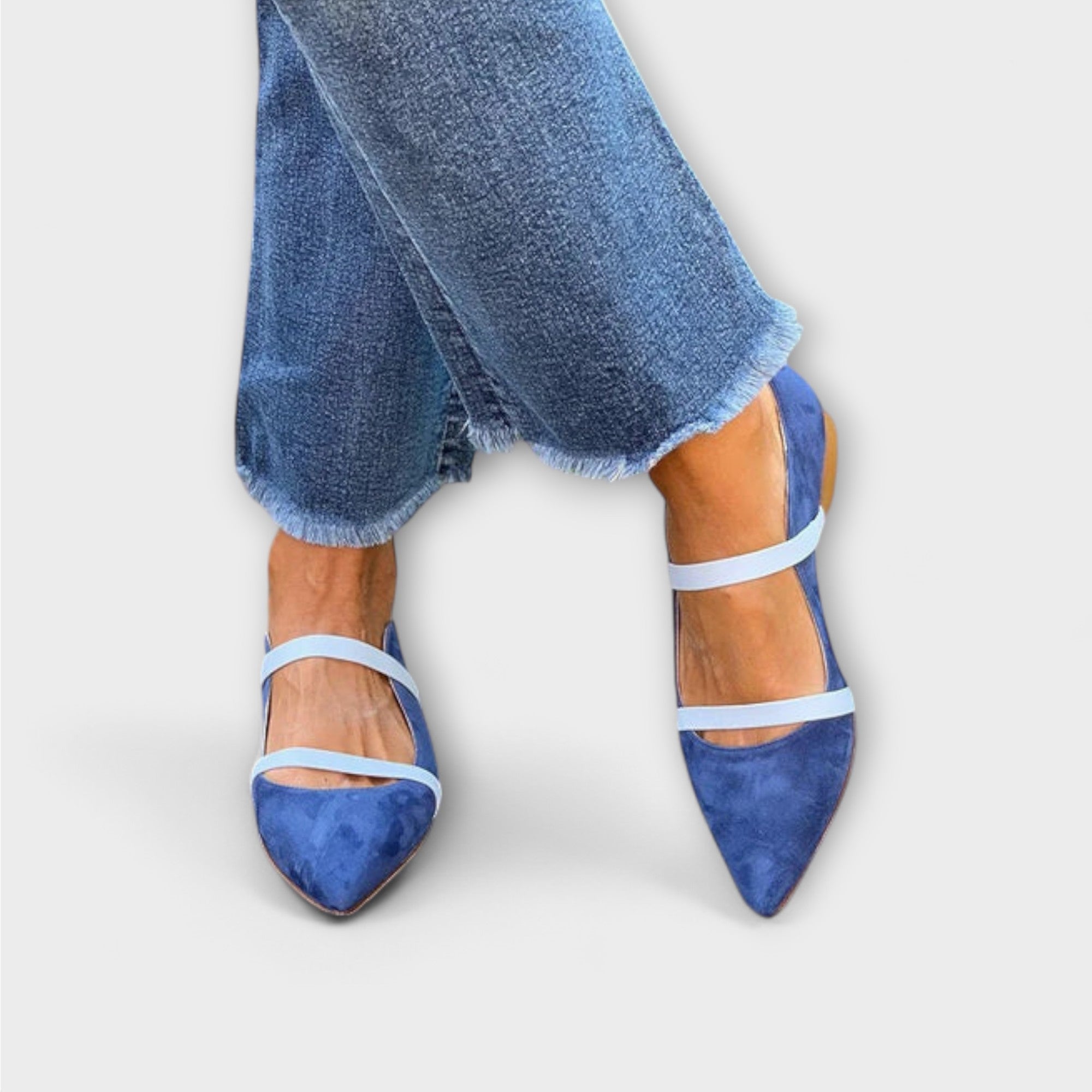 Ballerinas Damen Spitze Zehenpartie Bunt Schwarz Blau – Waverly