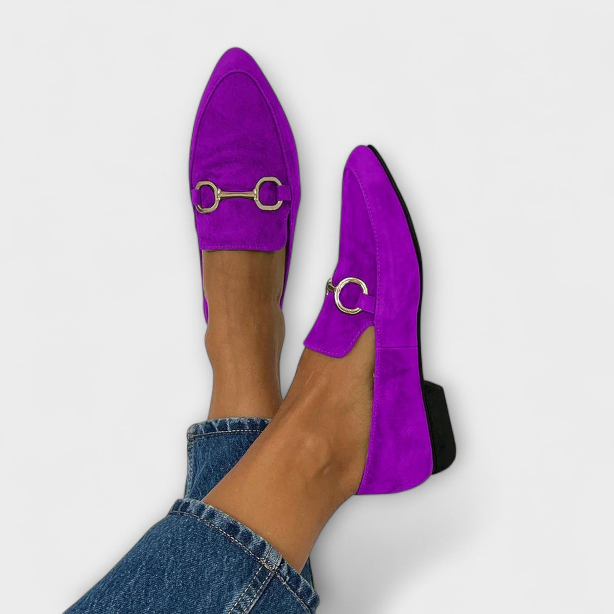 Ballerinas Damen Spitz Zulaufend Zum Hineinschlüpfen Grün Lila – Kaia