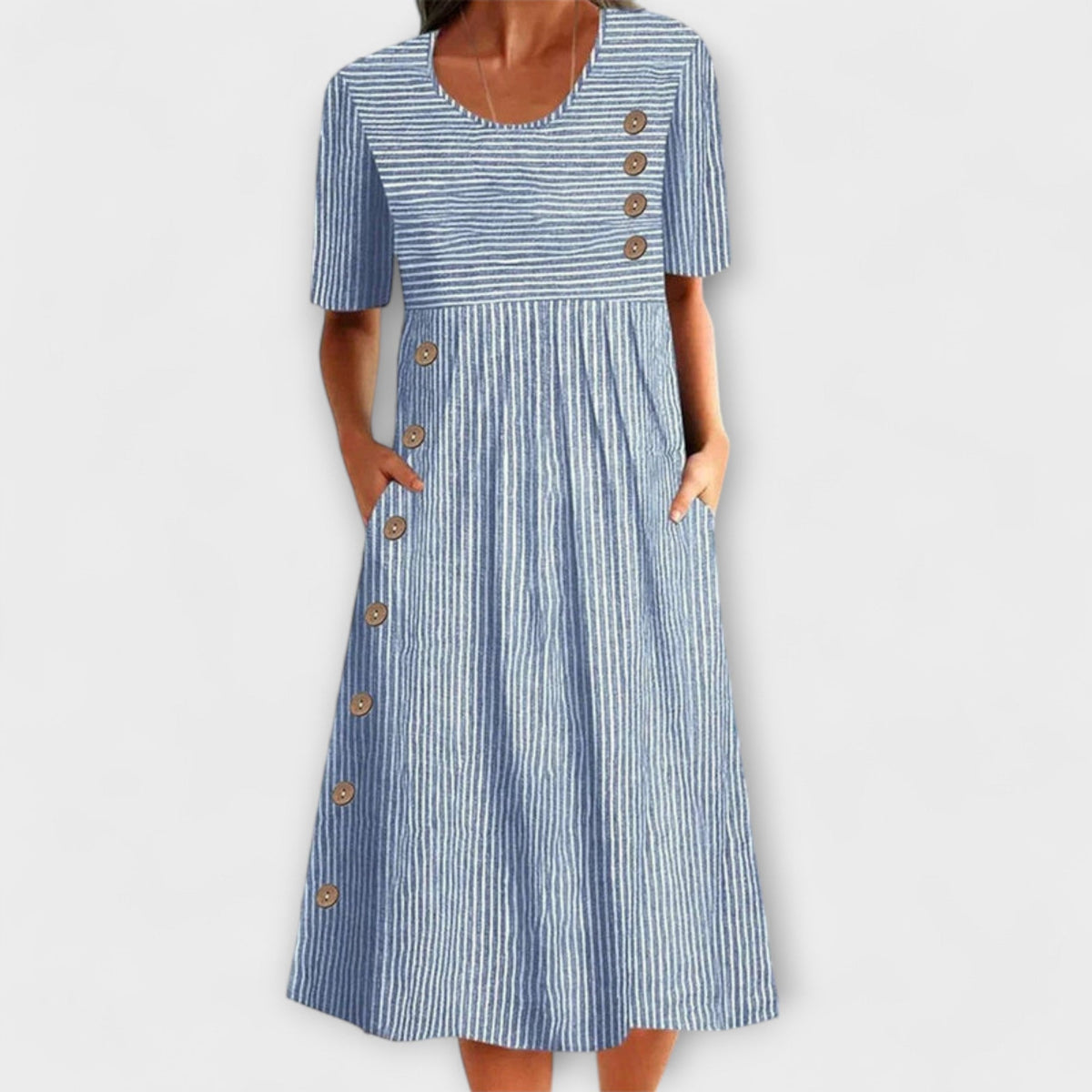 Luisa – Gestreiftes Premium-Midikleid