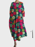 Maxikleid Damen Buntes Blumenmuster Weiter Schnitt Sommer