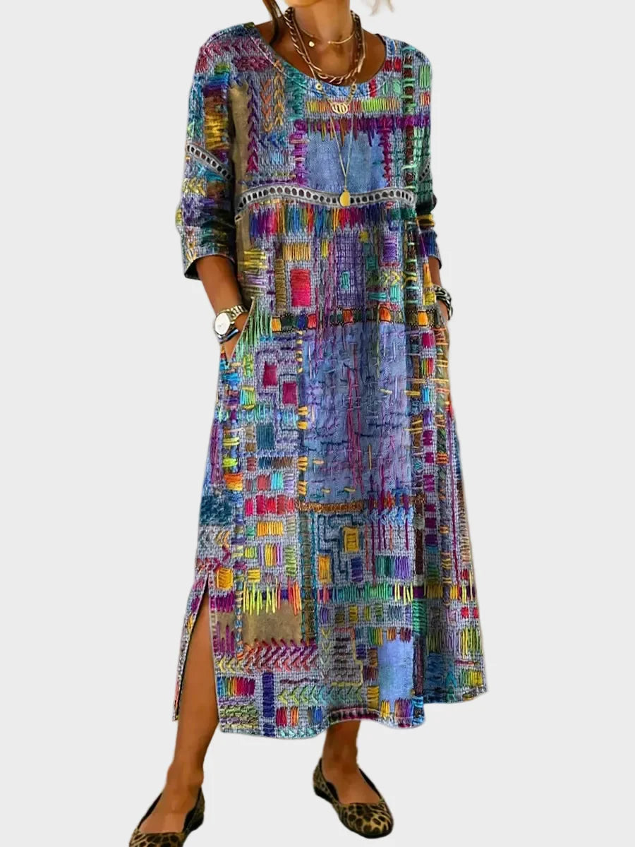 Inaya - Jeanskleid mit Ethno-Patchwork