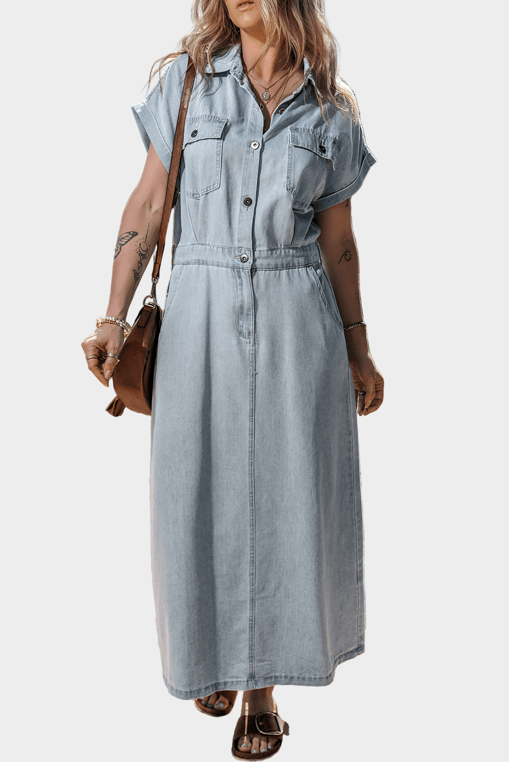 Jeanskleid mit eleganten Fledermausärmeln