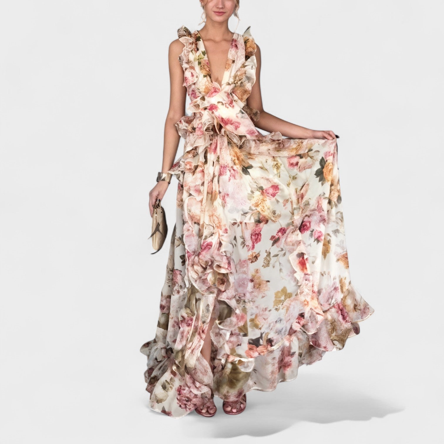 Isabela - Langes Kleid mit Rüschen