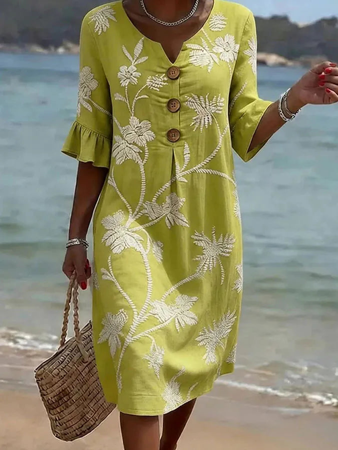 Sonniges Blumenkleid in Gelb