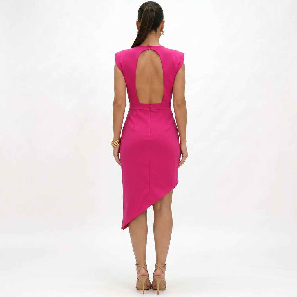 Maja - Asymmetrisches Kleid mit strukturierten Schultern