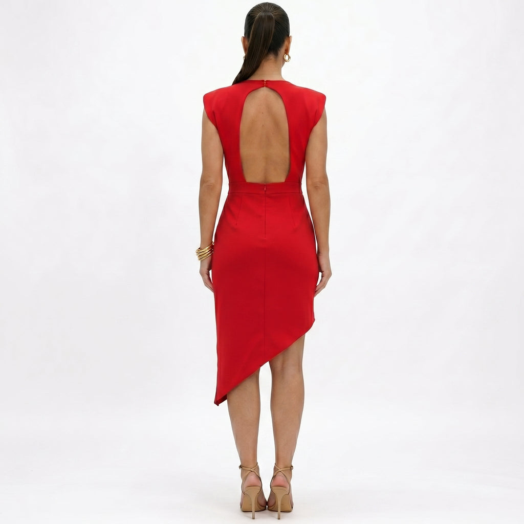 Maja - Asymmetrisches Kleid mit strukturierten Schultern
