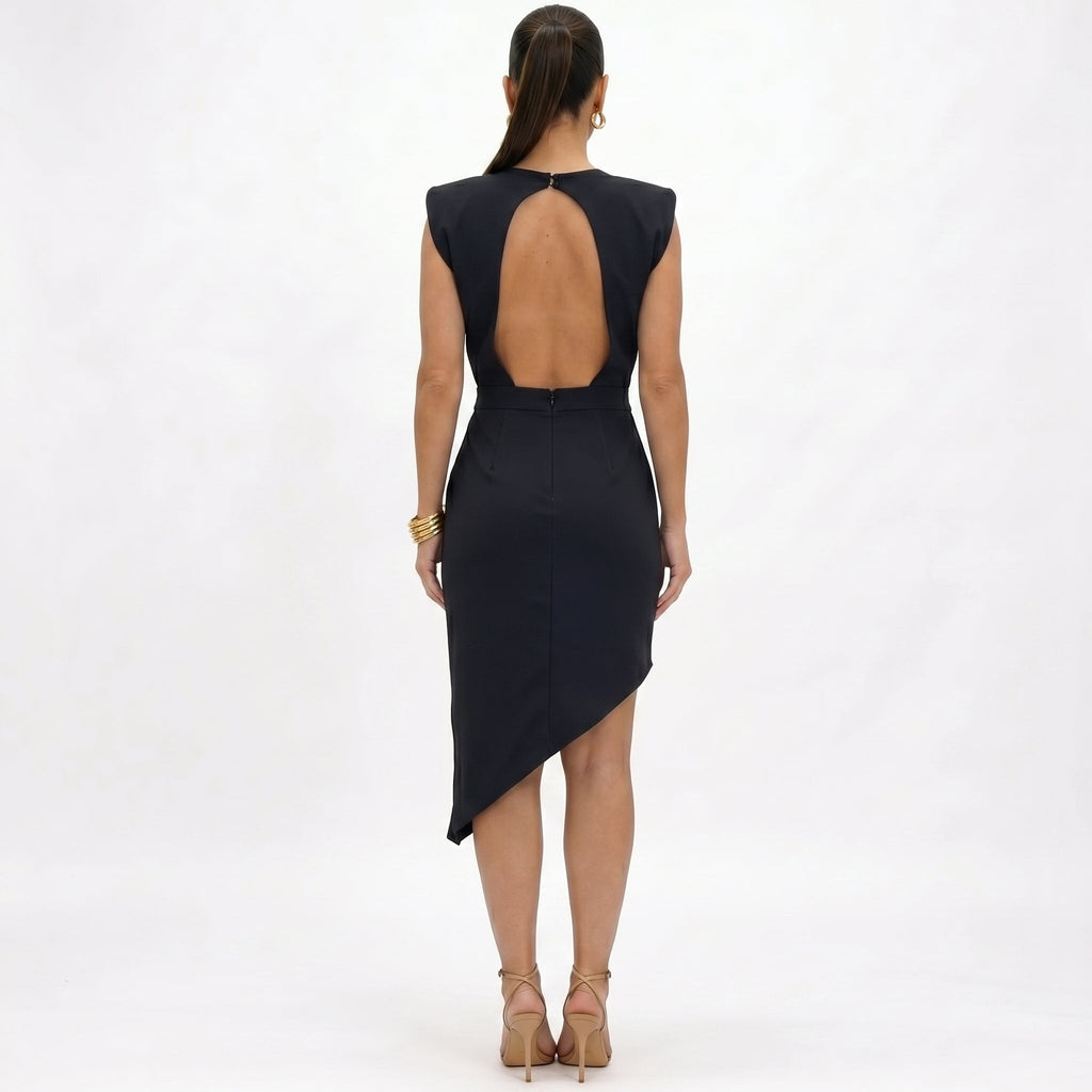 Maja - Asymmetrisches Kleid mit strukturierten Schultern