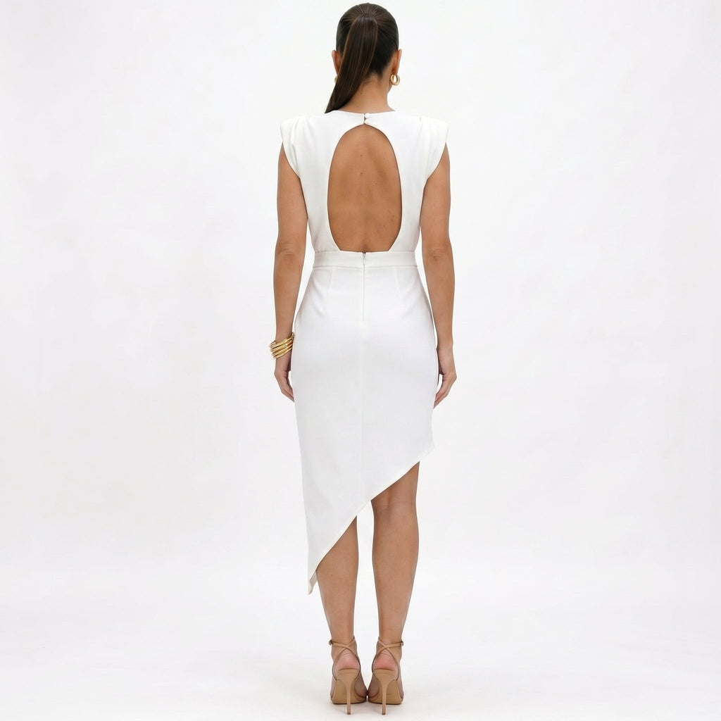 Maja - Asymmetrisches Kleid mit strukturierten Schultern