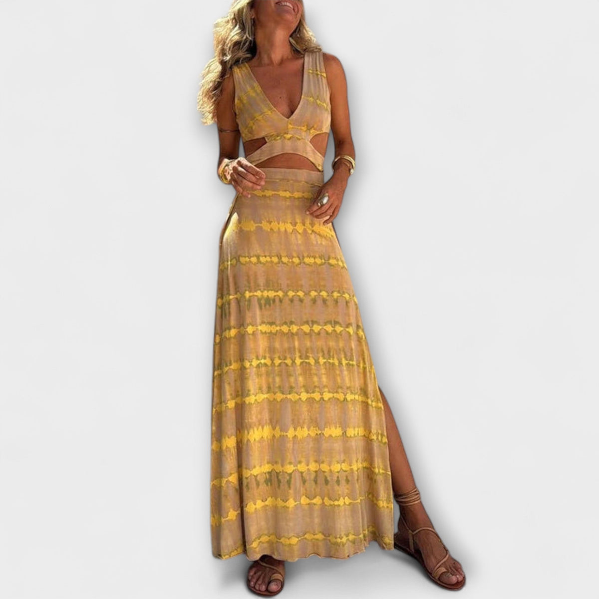 Ella - Eleanor Tie-Dye Cutout Schlitz Stretchkleid