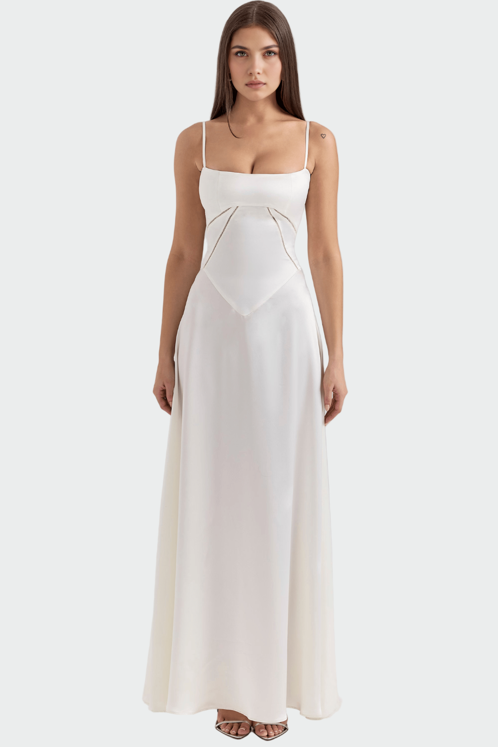 Vítězslava - Satin-Maxikleid mit schmalen Trägern
