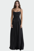 Vítězslava - Satin-Maxikleid mit schmalen Trägern