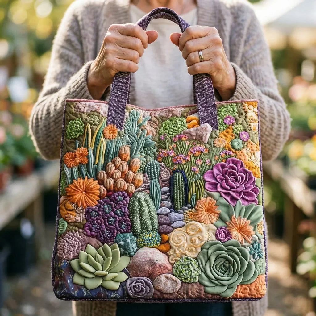 Gesteppte Tasche - Sukkulenten Garten