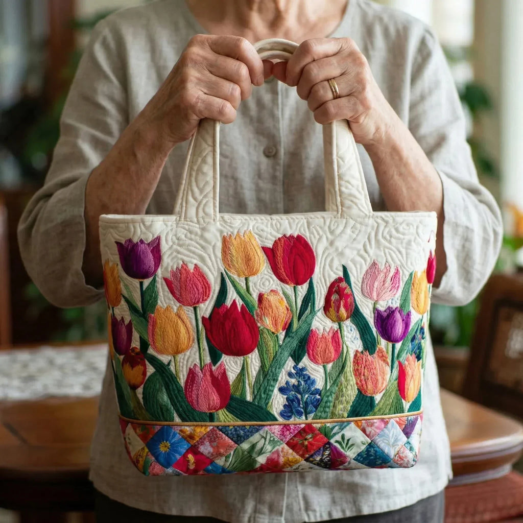 Gesteppte Tasche - Tulpen