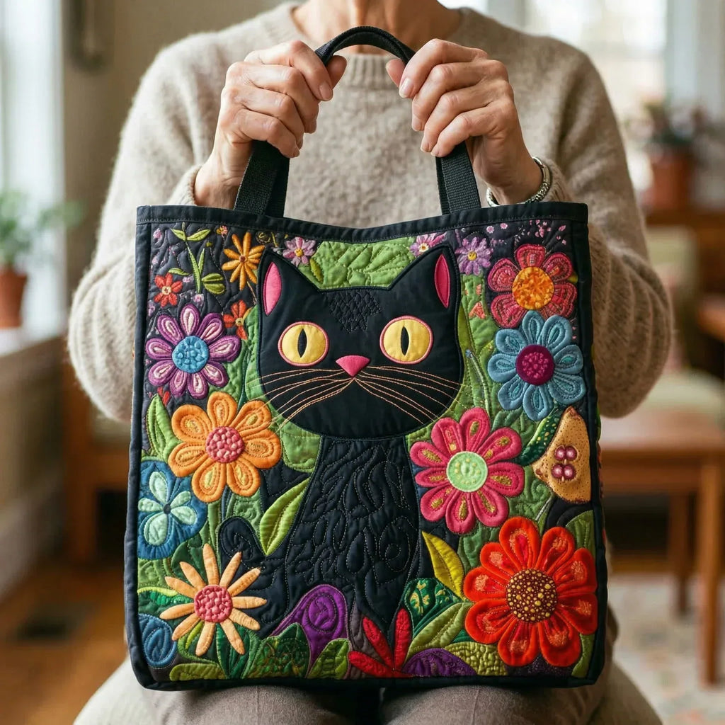Gesteppte Tasche - Magische schwarze Katze