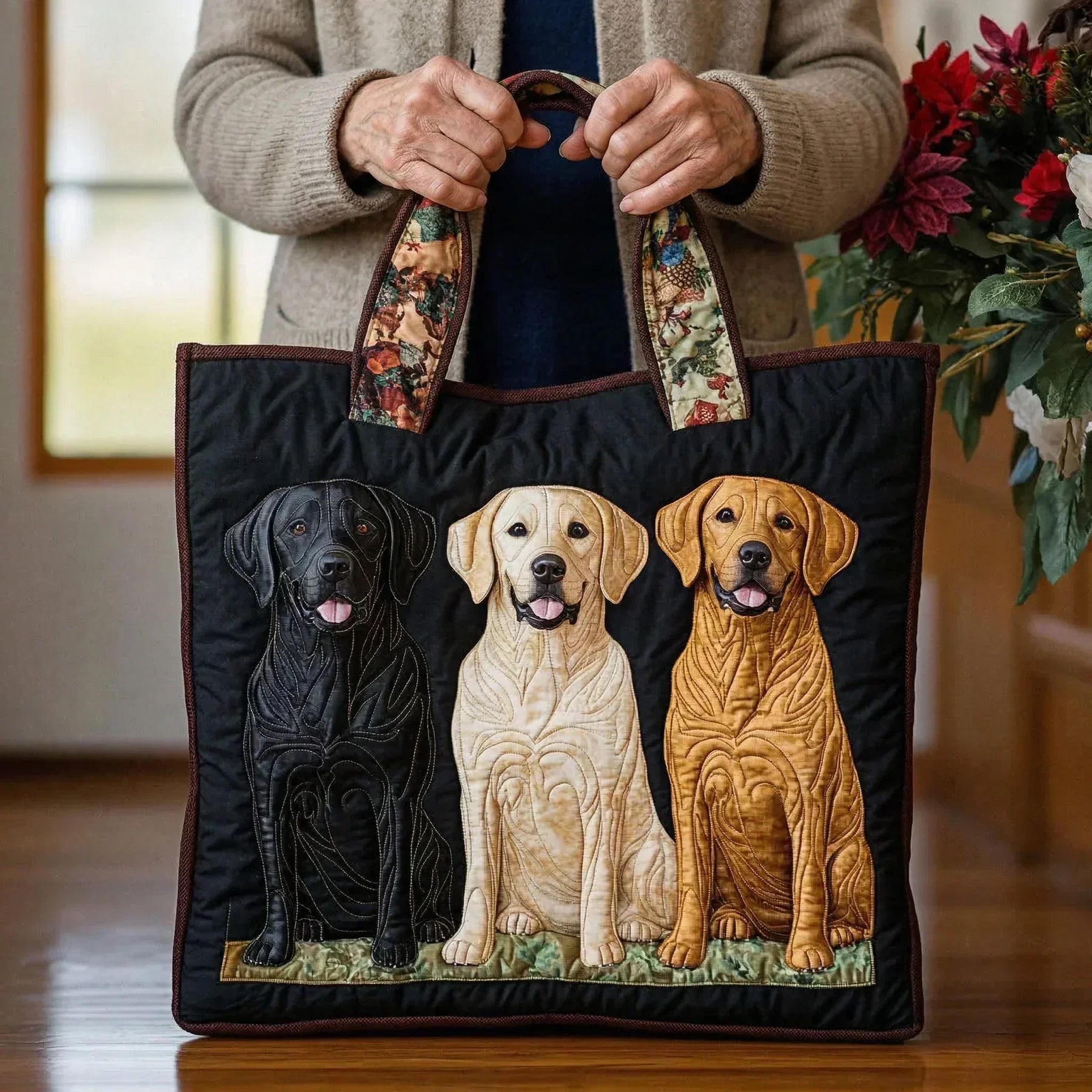 Gesteppte Tasche - Drei Labradore