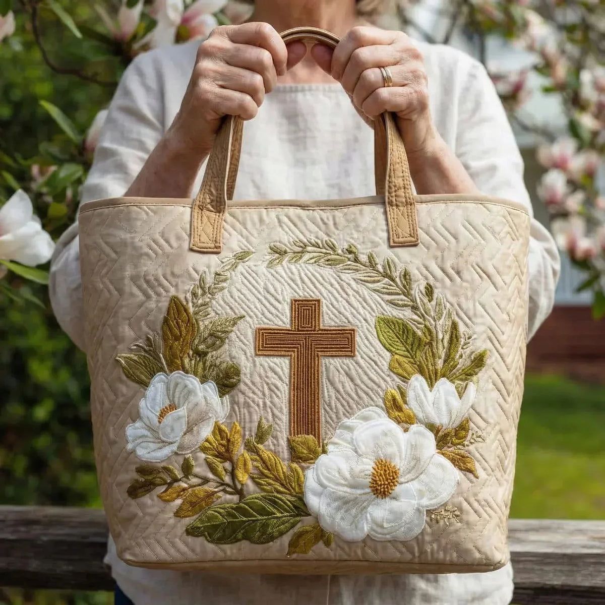 Gesteppte Tasche - Blütenkreuz