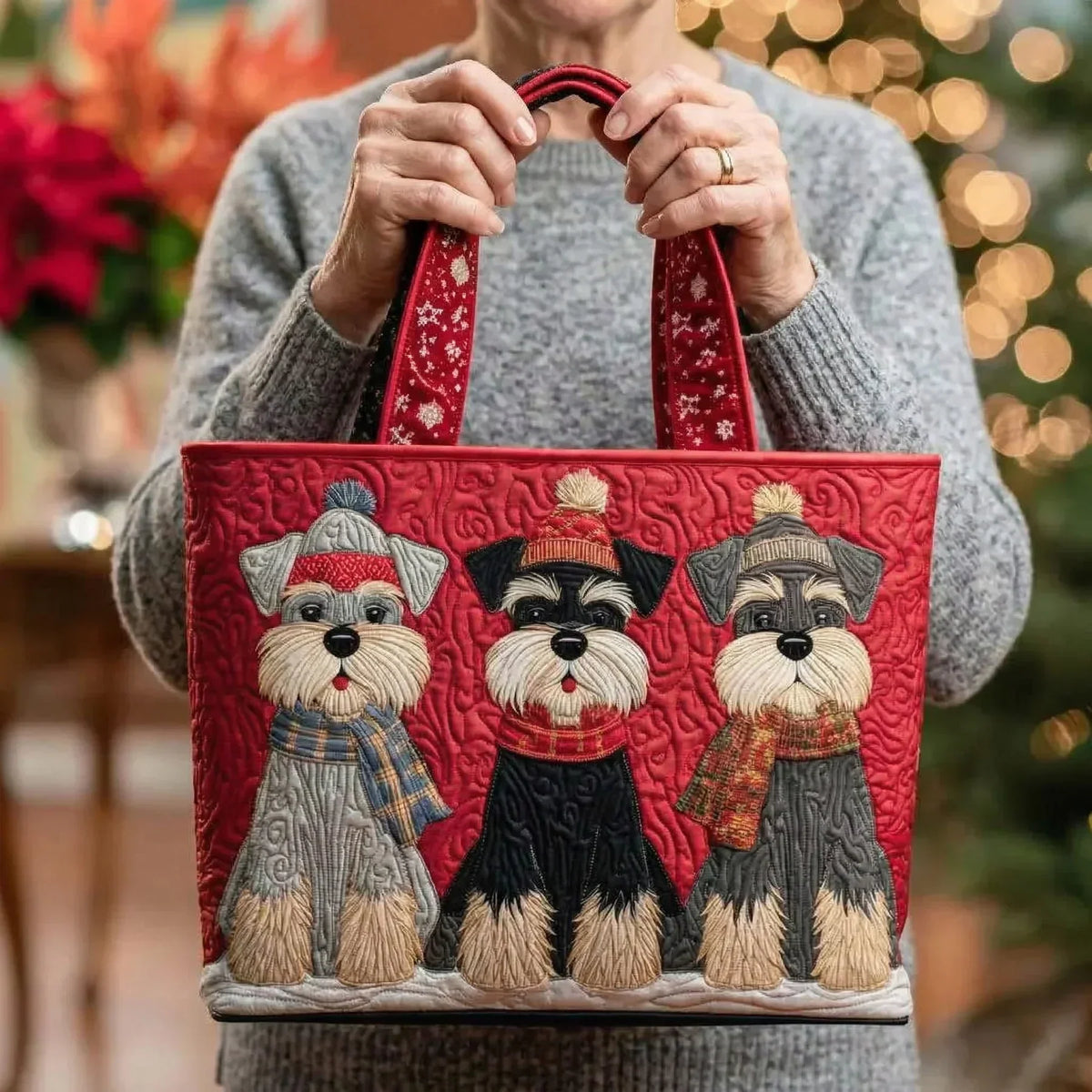 Gesteppte Tasche - Drei Schnauzer