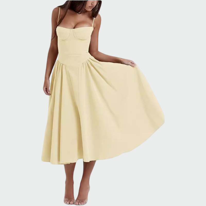Jaroslava - Satin-Maxikleid mit schmalen Trägern