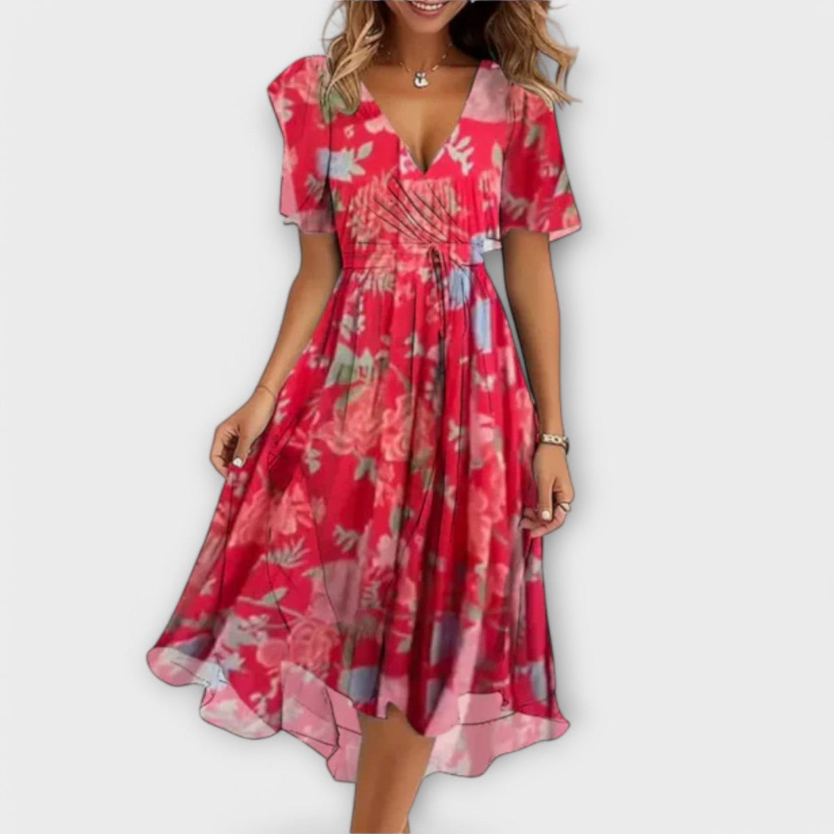 Annegret - Damen Kleid mit V-Ausschnitt