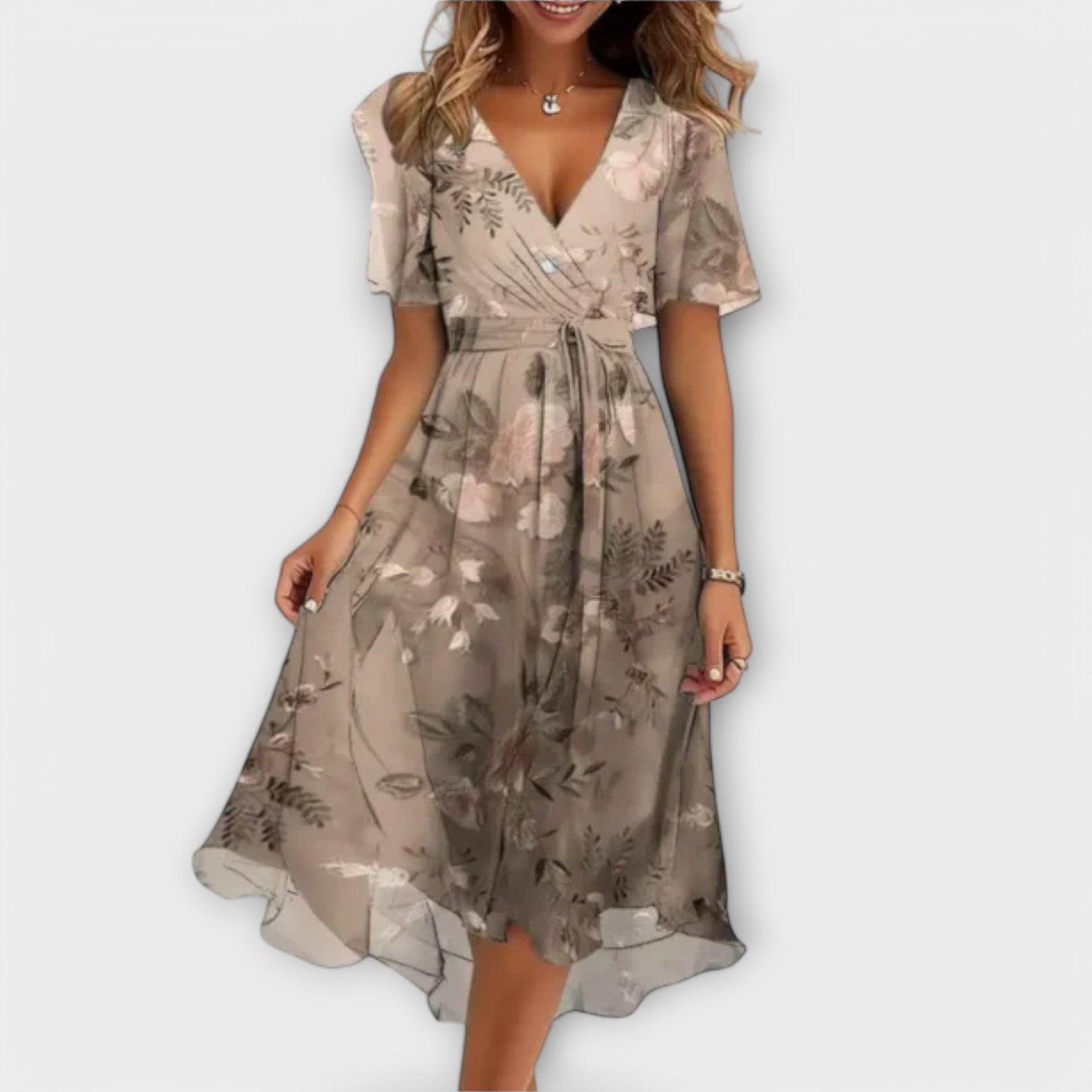 Annegret - Damen Kleid mit V-Ausschnitt