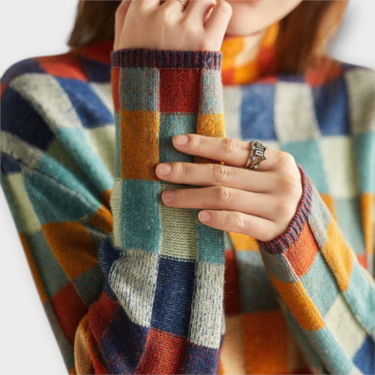 Erika - Patchwork Rollkragenpullover
