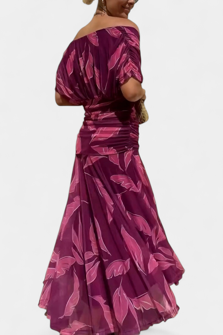 Magda - Langes Blumenkleid mit V-Ausschnitt