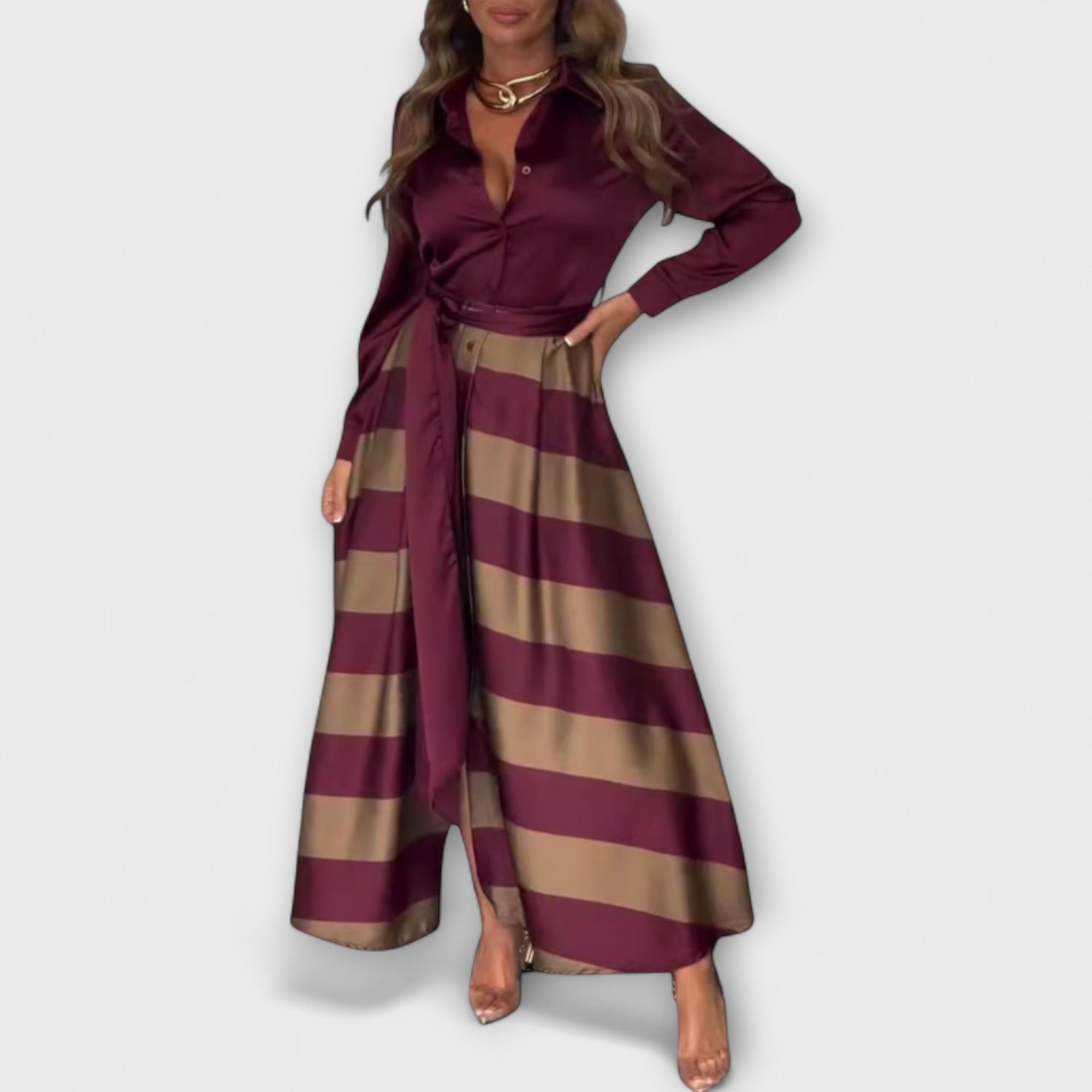 Hedda - Largo Hemdblusenkleid mit Gürtel