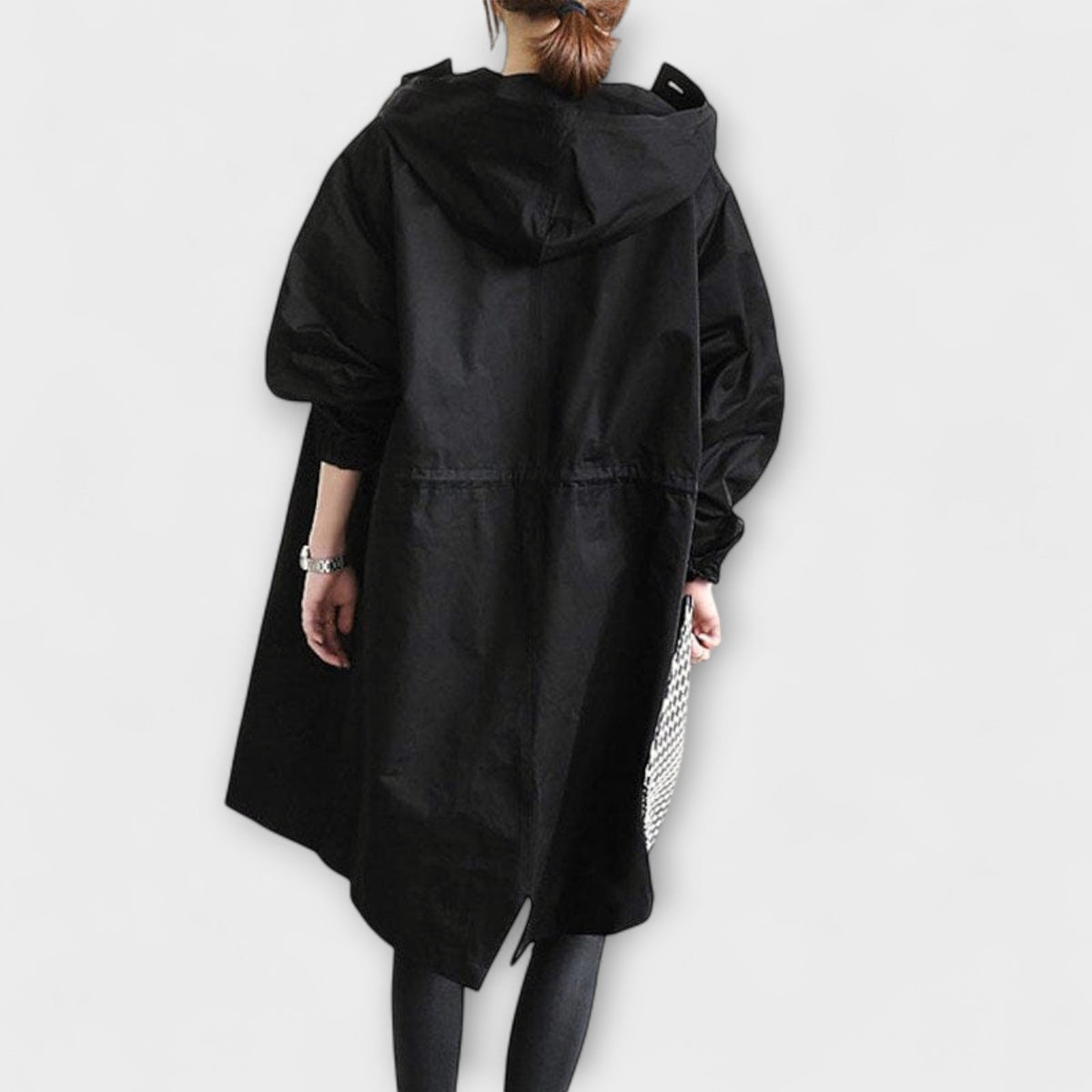 Trenchcoat Damen Wasserdicht Regenmantel Elegant Grau Schwarz – Andréa