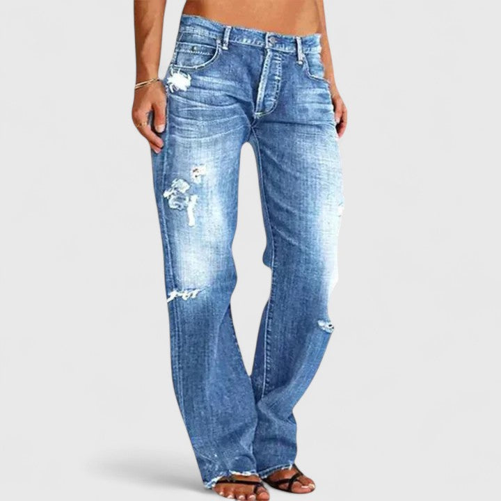 Jeans Damen Stretch Hoher Bund Grosse Grössen Blau Schwarz – Lianette