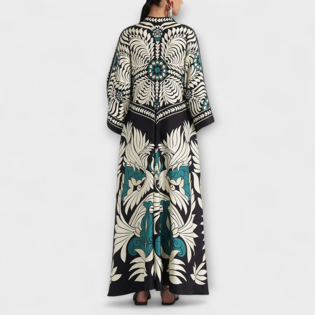 Giselle - Schickes Floral-Muster Fliessendes Maxikleid