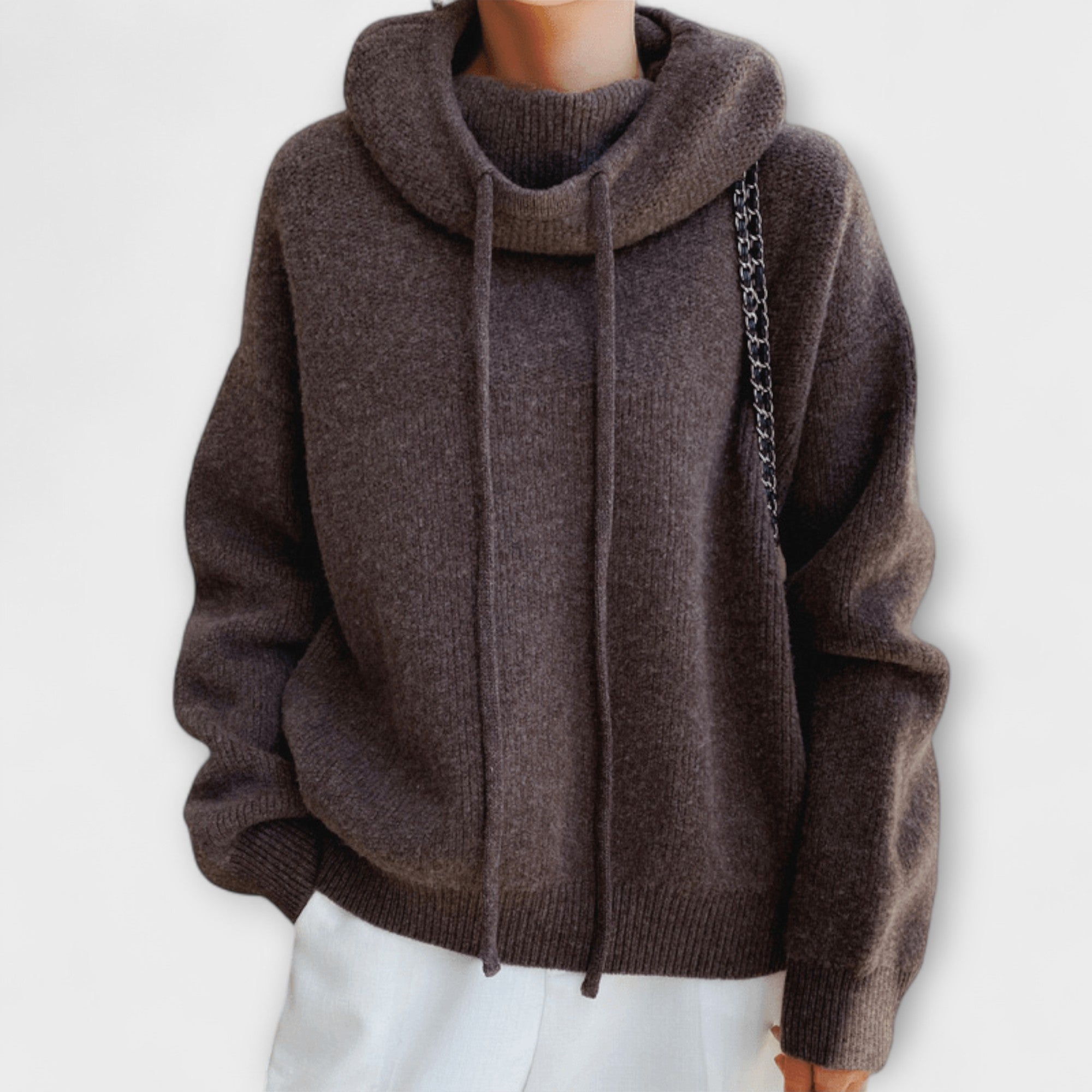 Kapuzenpullover Damen Oversize Warm Wolle Grün Braun – Luna
