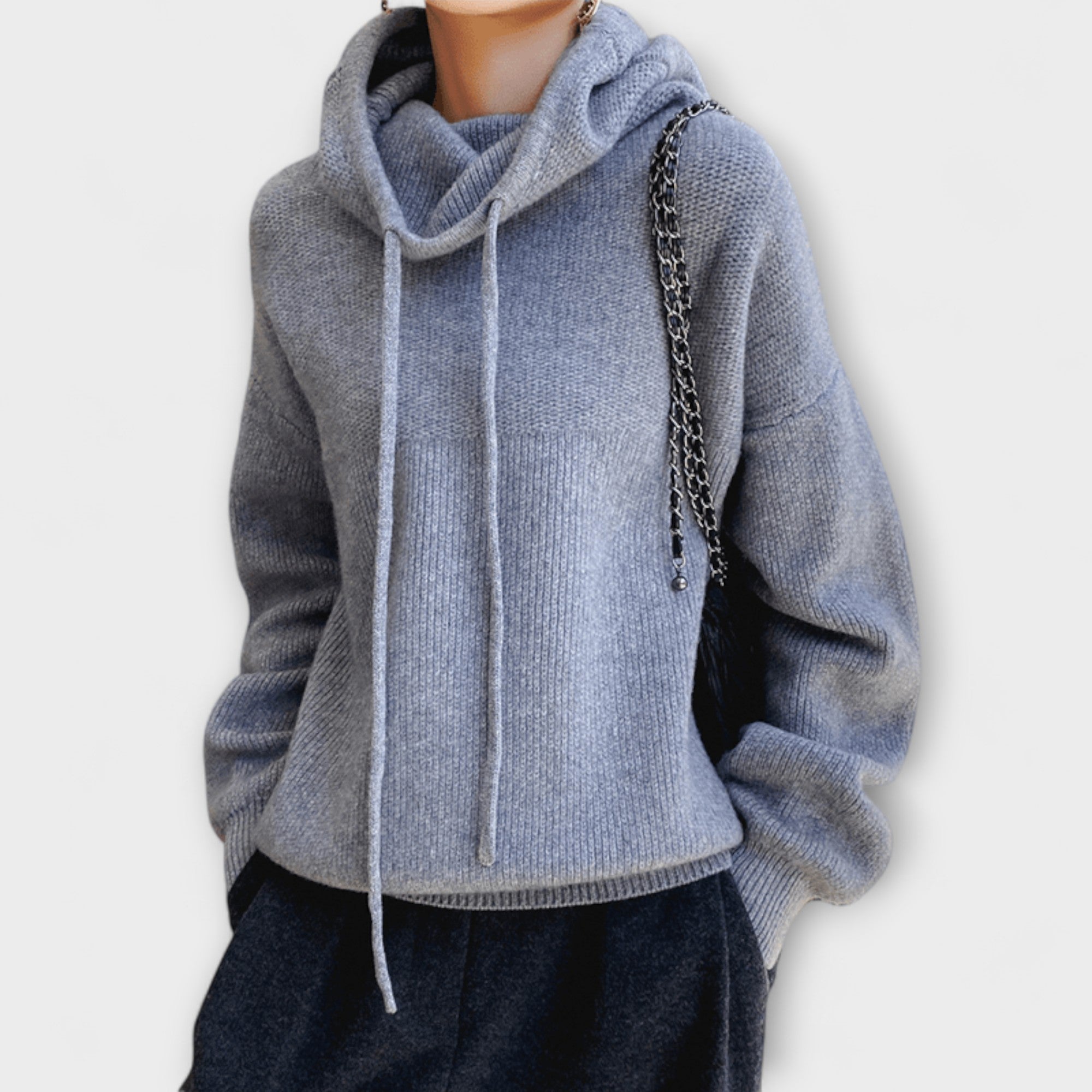 Kapuzenpullover Damen Oversize Warm Wolle Grün Braun – Luna
