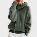Kapuzenpullover Damen Oversize Warm Wolle Grün Braun – Luna