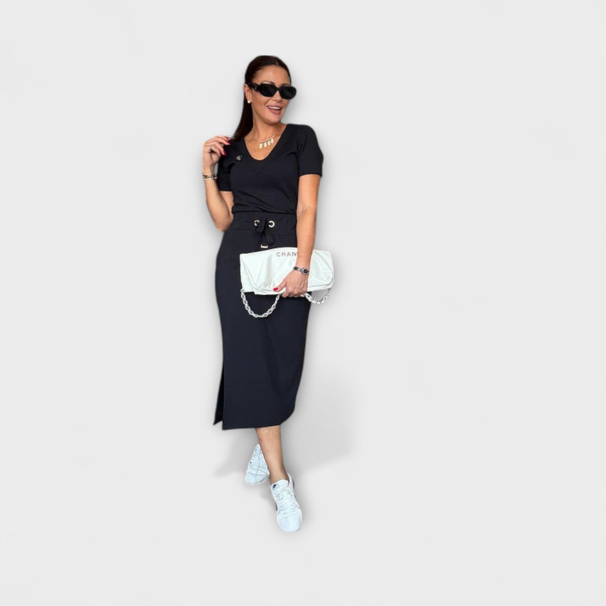 Danielle - Elegantes V-Ausschnitt Top mit Rock