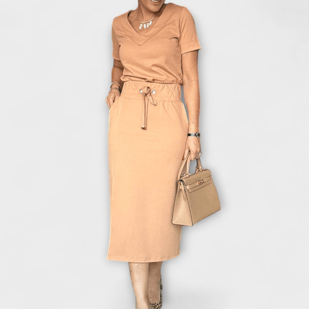 Danielle - Elegantes V-Ausschnitt Top mit Rock