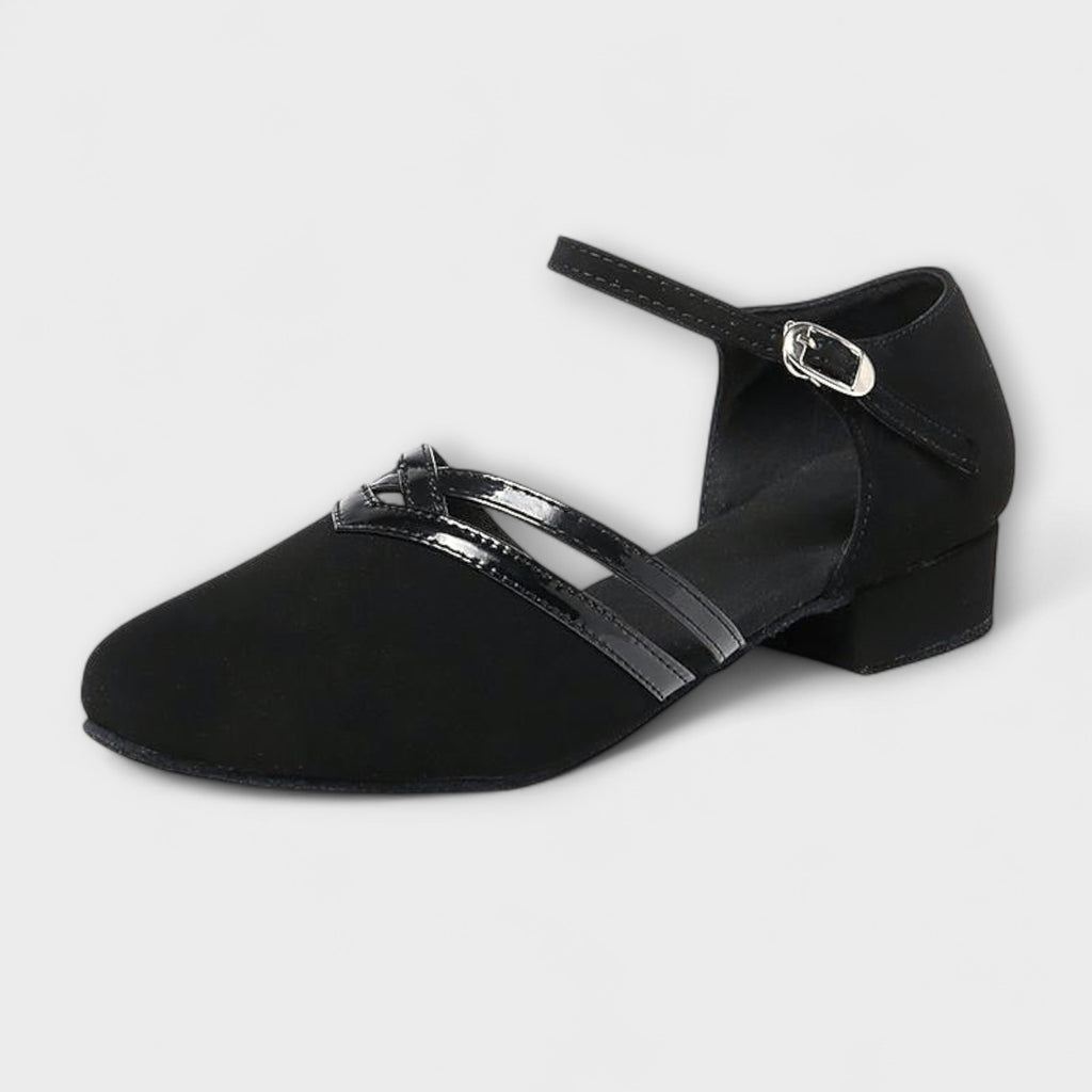Tanzschuhe Damen Wildleder Absatz Bequem Schwarz