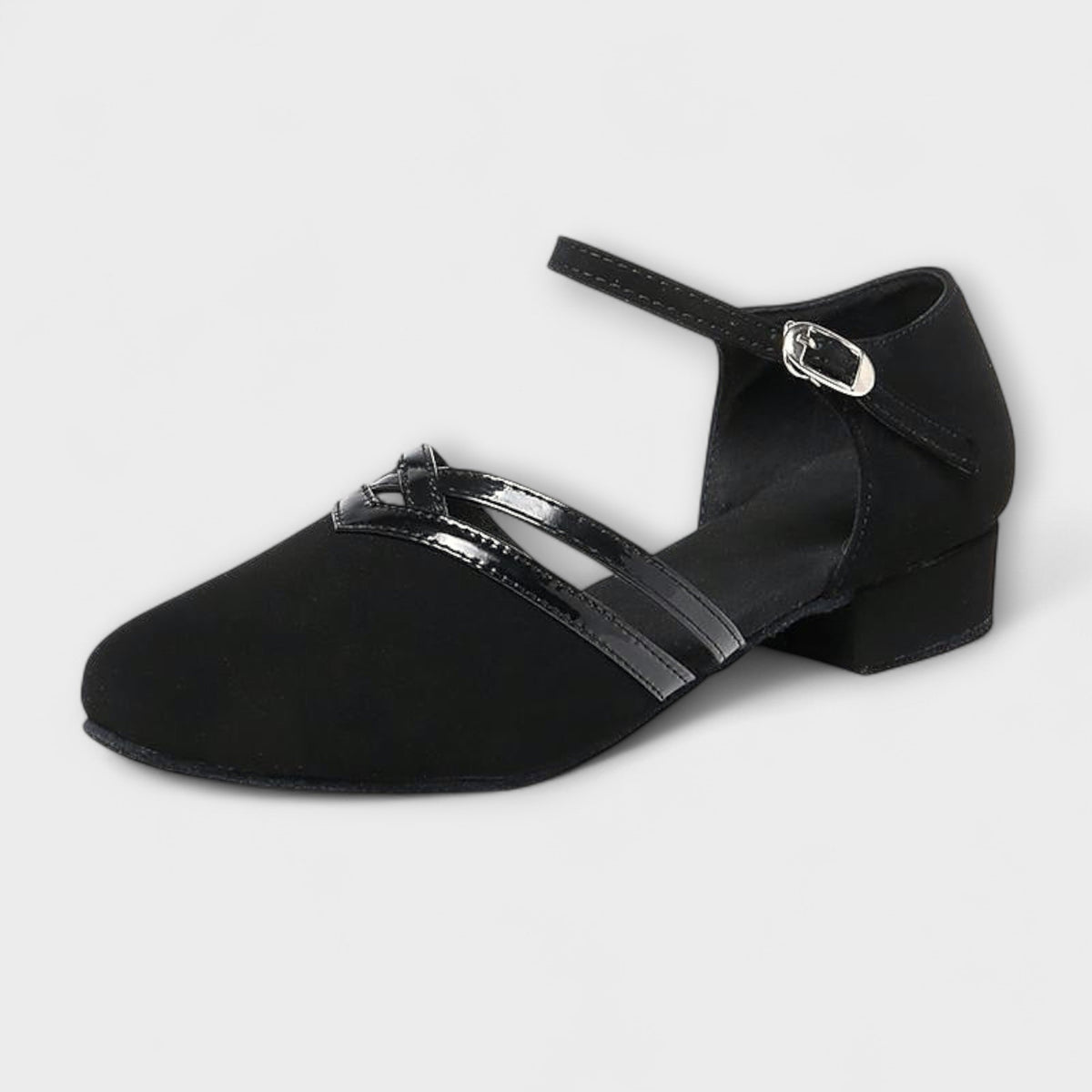 Tanzschuhe Damen Wildleder Absatz Bequem Schwarz