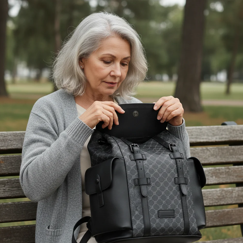 Lederrucksack Damen Wasserabweisend Grosses Hauptfach Mehrere Fächer Schwarz – Otto