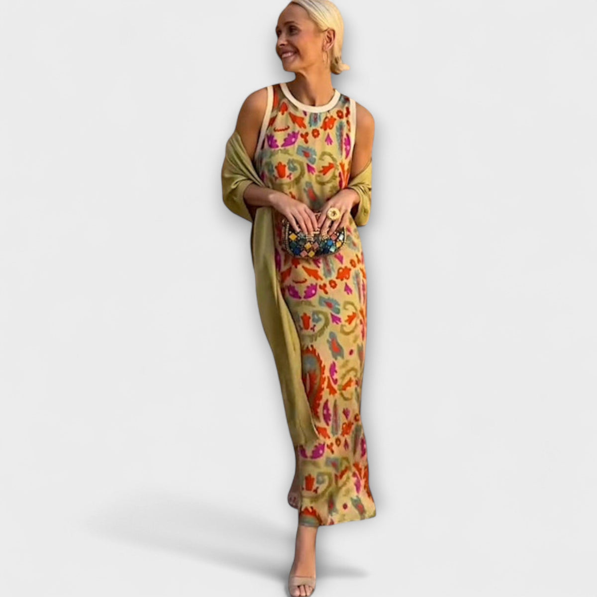 Elveria – Maxikleid mit passendem Cardigan