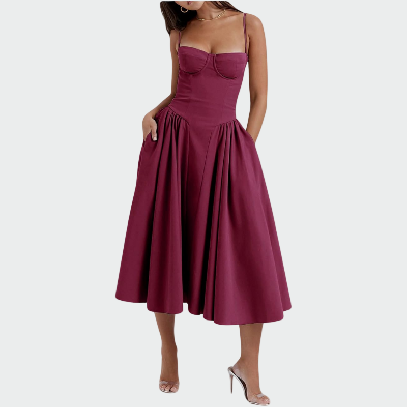 Jaroslava - Satin-Maxikleid mit schmalen Trägern