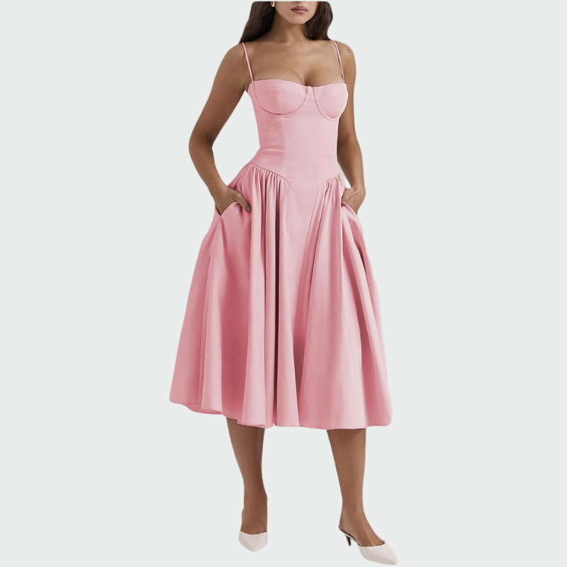 Jaroslava - Satin-Maxikleid mit schmalen Trägern