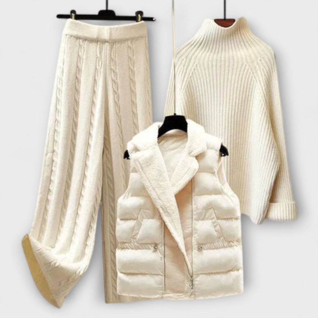 Zweiteiler Damen Strick Winter Warm Oberteil und Hose – Sasha
