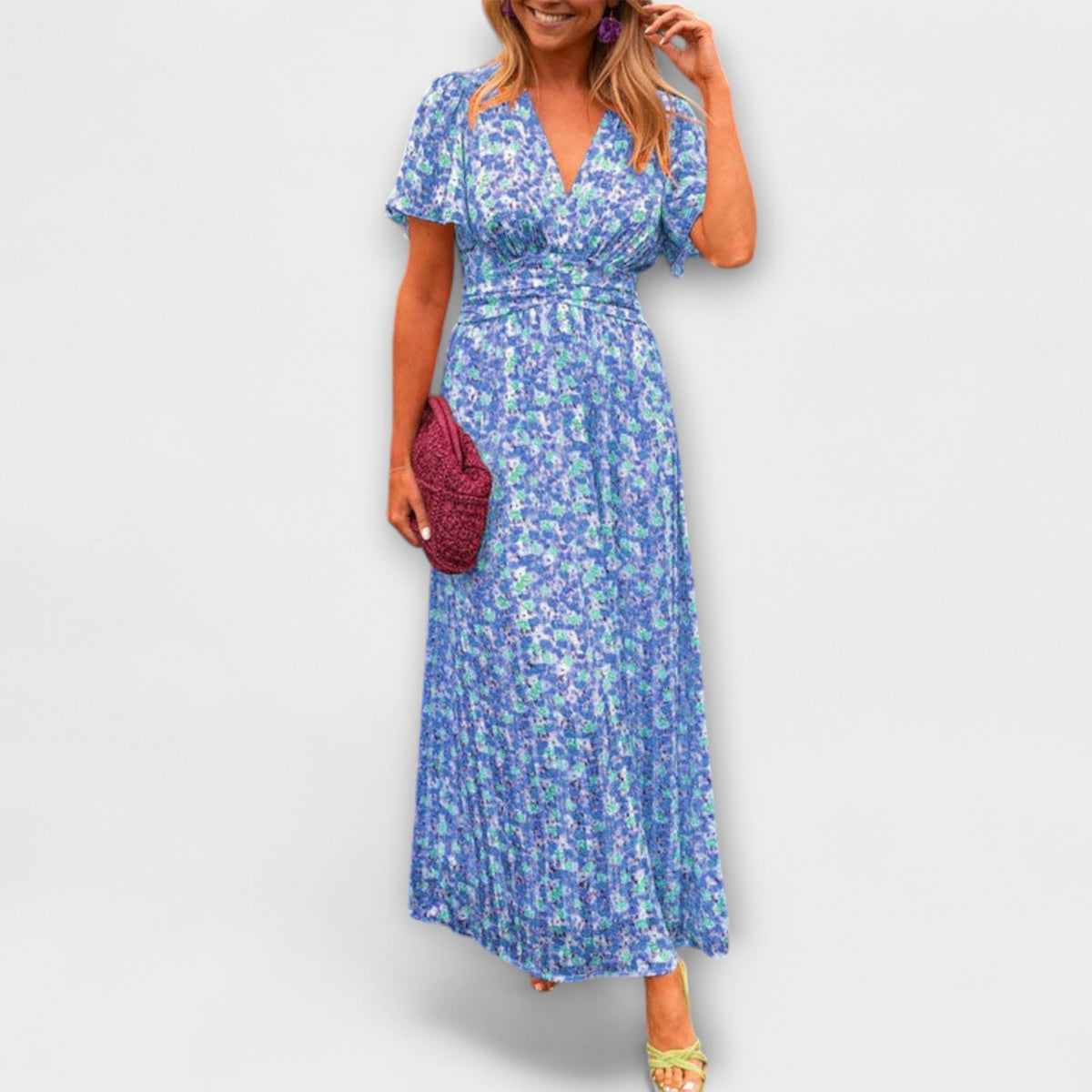 Elsie - Klassisches V-Ausschnitt Kleid